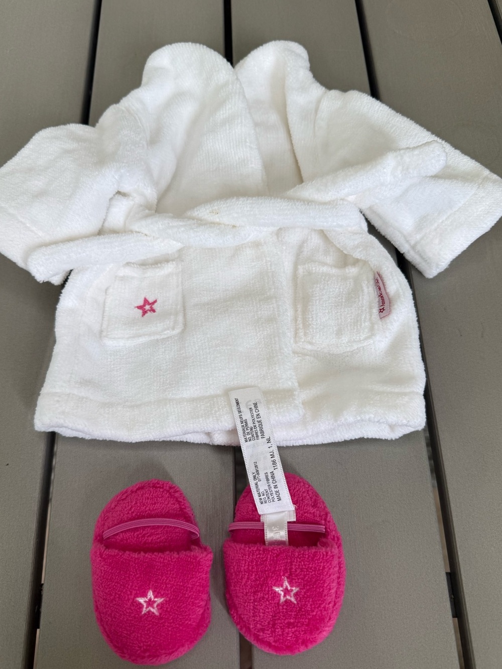 American Girl doll bathrobe and slippers